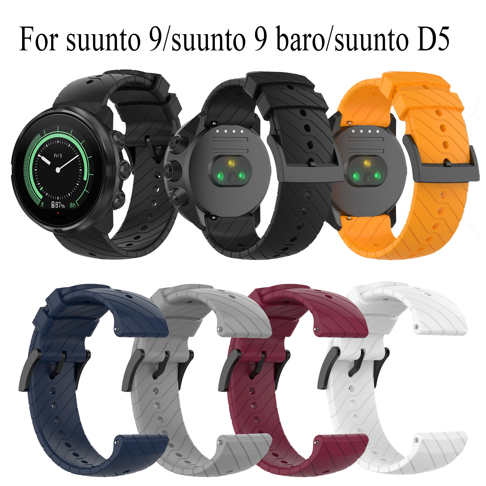Fossil Watches Smartwatch Hybrid - Suunto9-スポーツウォッチ用のスペアシリコンストラップ