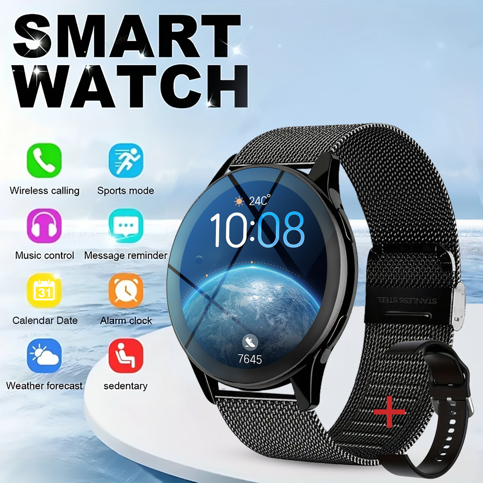 Smartwatch Watches Birthday Gift For Men - 男性と女性向けの新しいスマートウォッチ - ワイヤレス通話機能、メッセージ通知、電卓、目覚まし時計、複数のスポーツモード搭載、AndroidとiPhoneに適しています、クリスマス/新年/誕生日の腕時計ギフトに最適です。