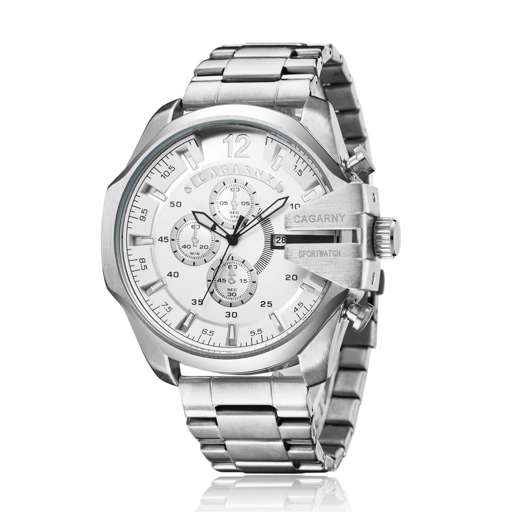 Smartwatch Watches For Men Brands - Cagarny 高級ブランド防水軍事スポーツは男性シルバースチールクォーツアナログ腕時計男性時計 Relogios Masculinos