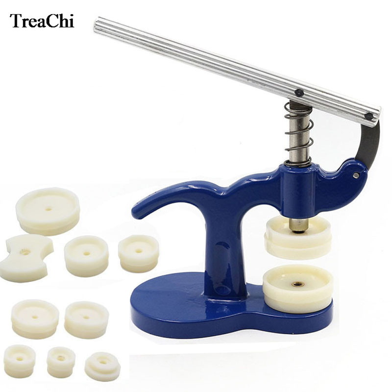 Crystal Press Tool - 12個のダイを備えたポータブル時計バックケース,クリスタルカバープレスツール,時計修理プレスツール,標準の金属製ハンドツール