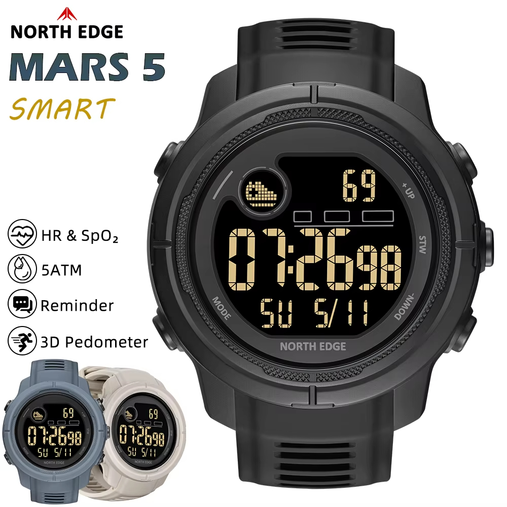 Smartwatch Watches For Men Digital - NORTH EDGE NEW MARS 5 メンズデジタル腕時計アウトドアミリタリースポーツ