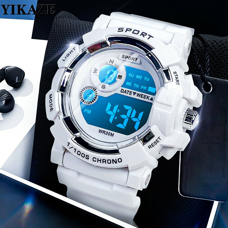 Smartwatch Digital Watches For Kid Boy With Alarm - YIKAZE キッズ腕時計ファッション発光防水目覚まし時計腕時計少年少女学生スマート電子時計ギフト