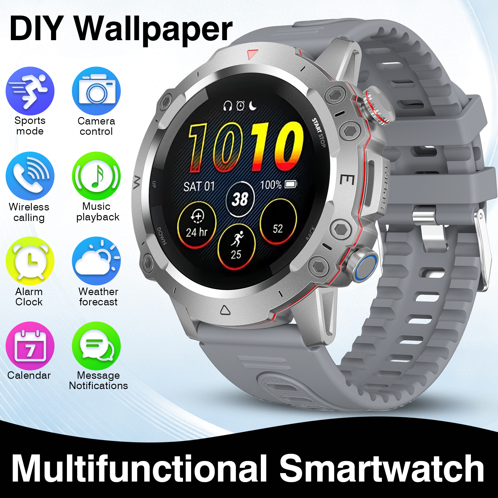 Watch 7 Smartwatch Iphone - 新しいフルタッチスクリーンHDスポーツスマートウォッチ、ユニセックス、通話/メッセージ通知、ウォッチフェイス、複数のスポーツモード、音楽再生機能付き。 AndroidとiPhoneに最適、誰にとっても理想的な贈り物です。