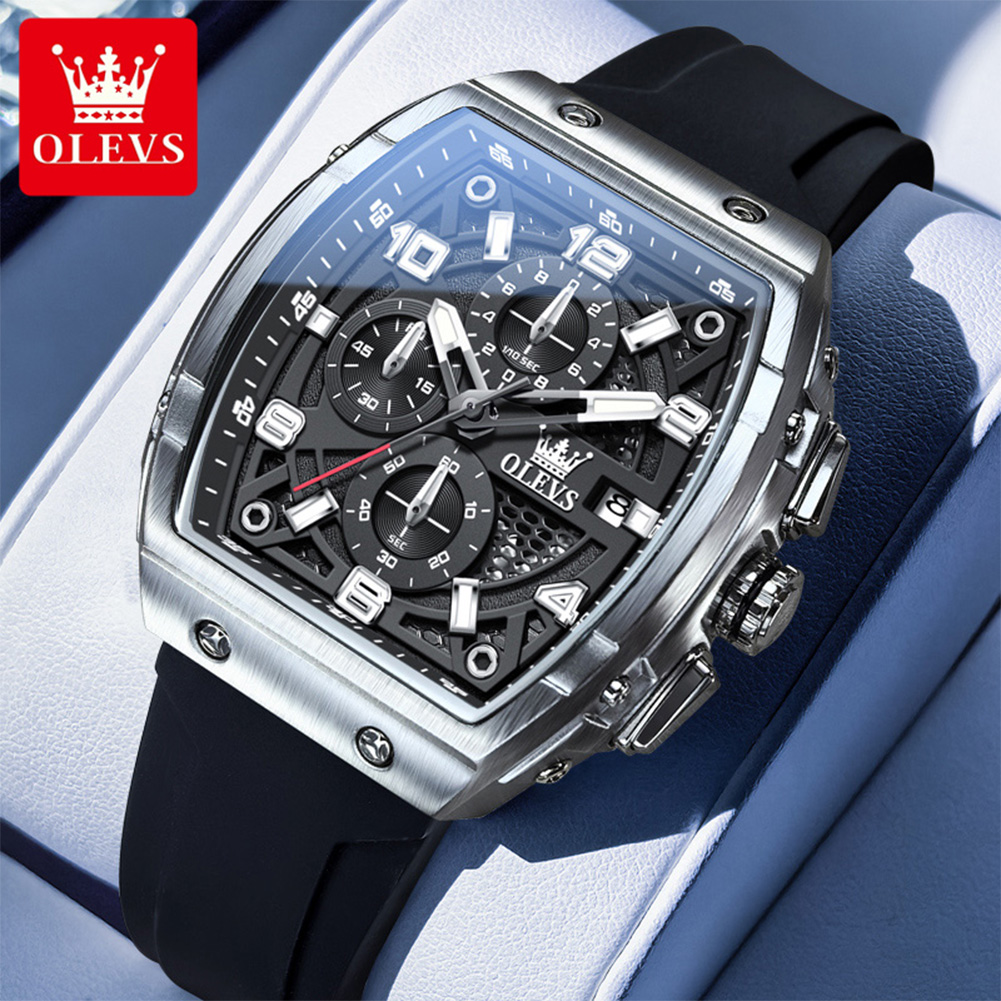 Smartwatch Watches For Men Brands - OLEVSメンズ腕時計2976高級ファッショントノー型クォーツ腕時計男性用オリジナルブランドムーブメントシリコンストラップ防水クロノグラフ