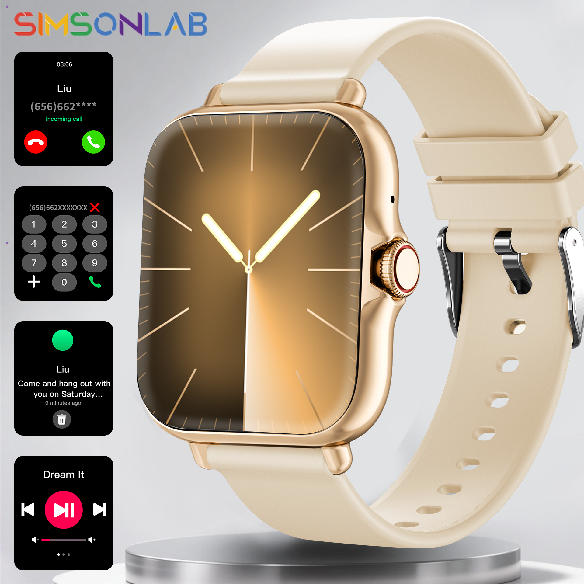 Smartwatch Watches Birthday Gift For Men - 男性女性向け誕生日プレゼント 新型スマートウォッチ 1.83インチHD ワイヤレス通話 メッセージ通知 多機能スポーツモード