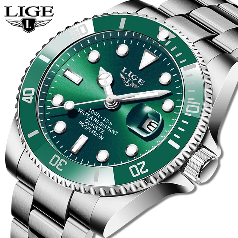 Smartwatch Watches For Men Brands - Lige-男性用時計,ファッションブランド,高級,防水,30atm,スポーツ,クォーツ