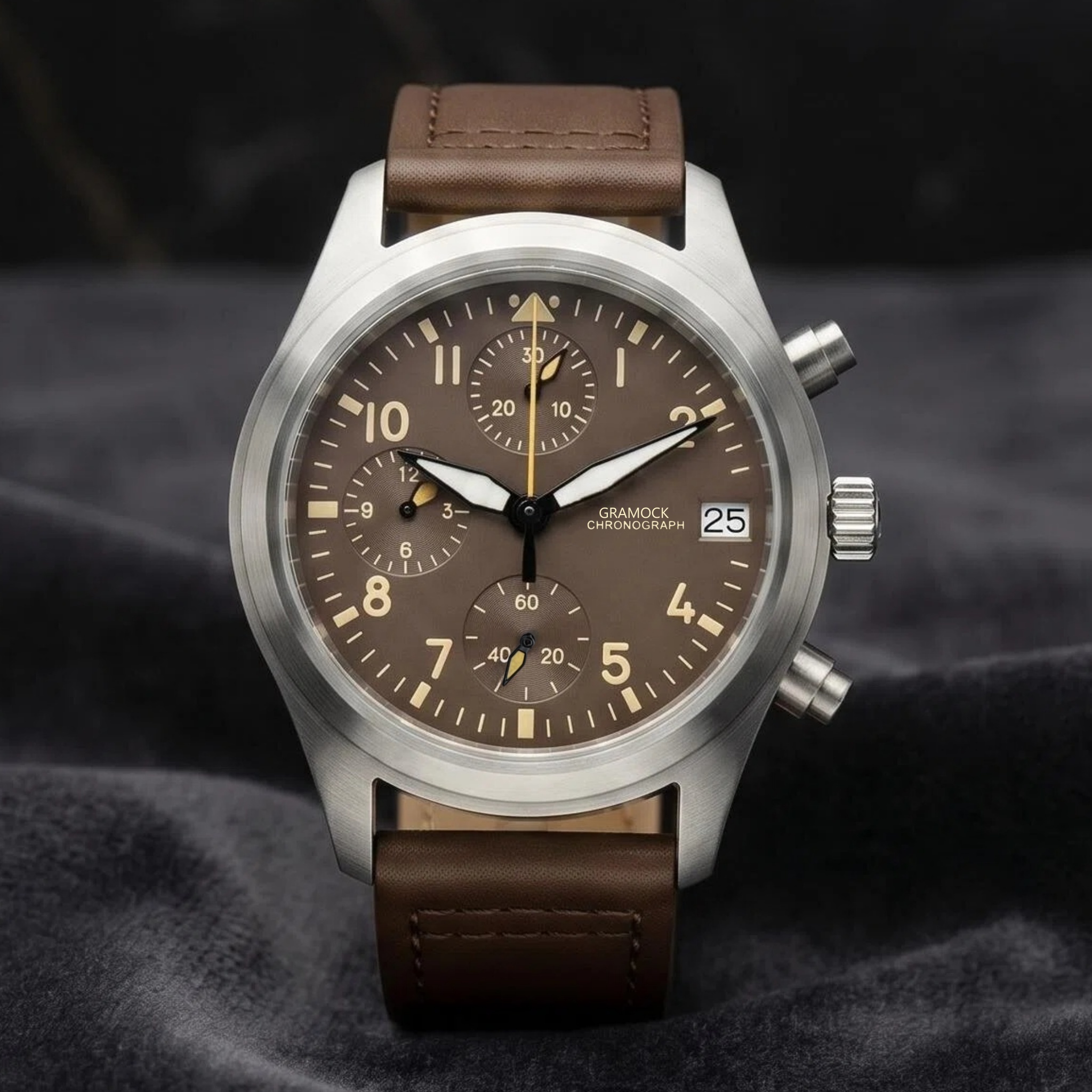 Leather Watch Strap - メンズ 38mm スチール ダイブ ヴィンテージ パイロット