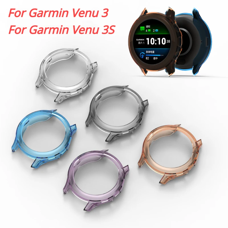 Smartwatch English - Garmin venu 3用TPU保護ケース,スマートウォッチバンド用クリアケース,ソフト,シリコン,保護シェル,アクセサリー