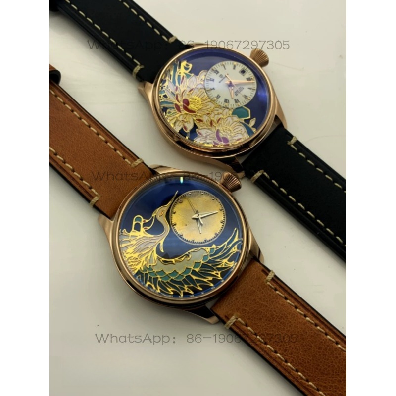 Leather Watch Strap - ertyi手作りフィリグリーダイヤルレトロ中国風自動機械式時計パーソナライズされたオリジナルメンズレザーストラップウォッチ
