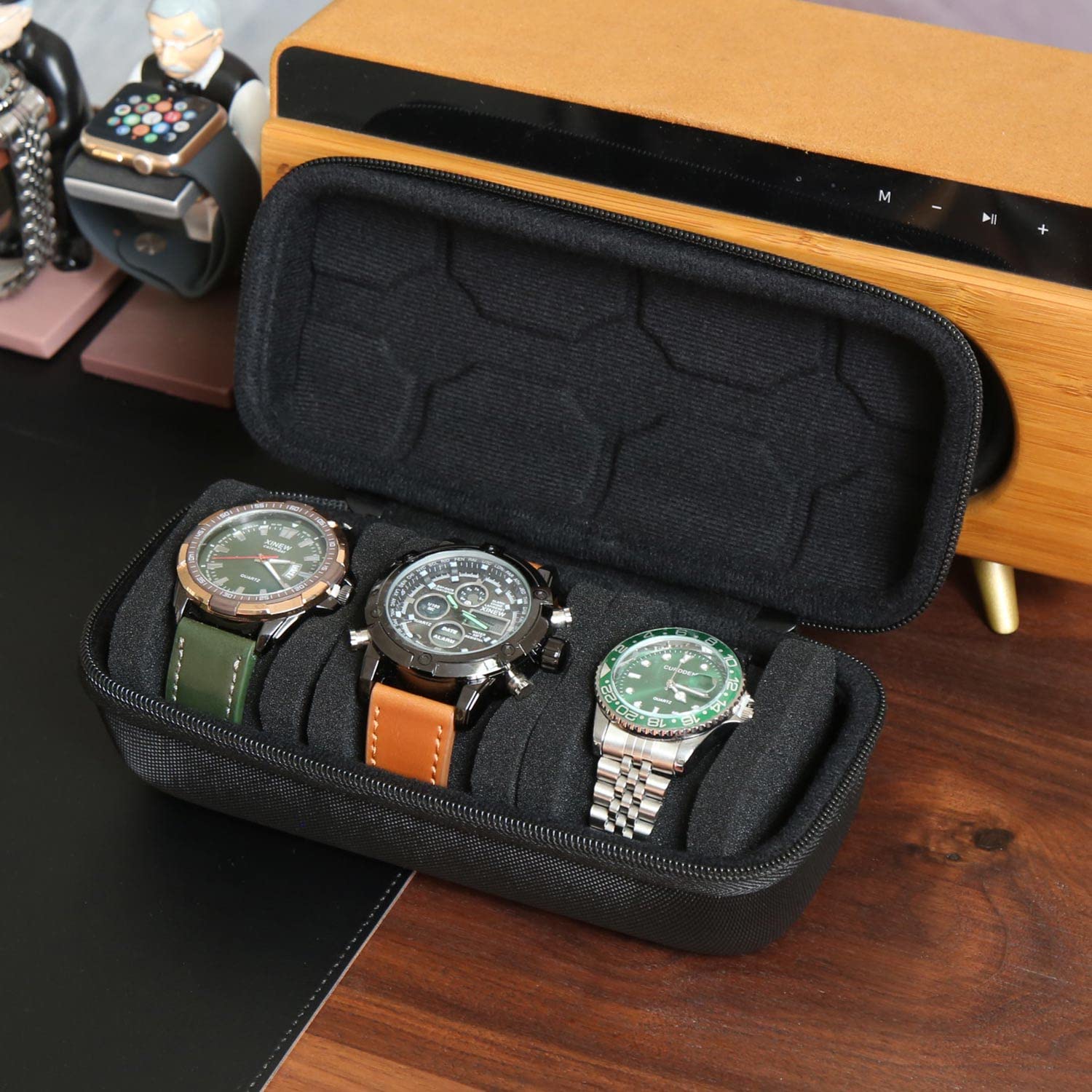 Smartwatch I Watches - 男性または女性用の時計ボックスオーガナイザー、時計トラベルケース、腕時計やスマートウォッチ用のポータブルストレージ時計ディスプレイホルダー
