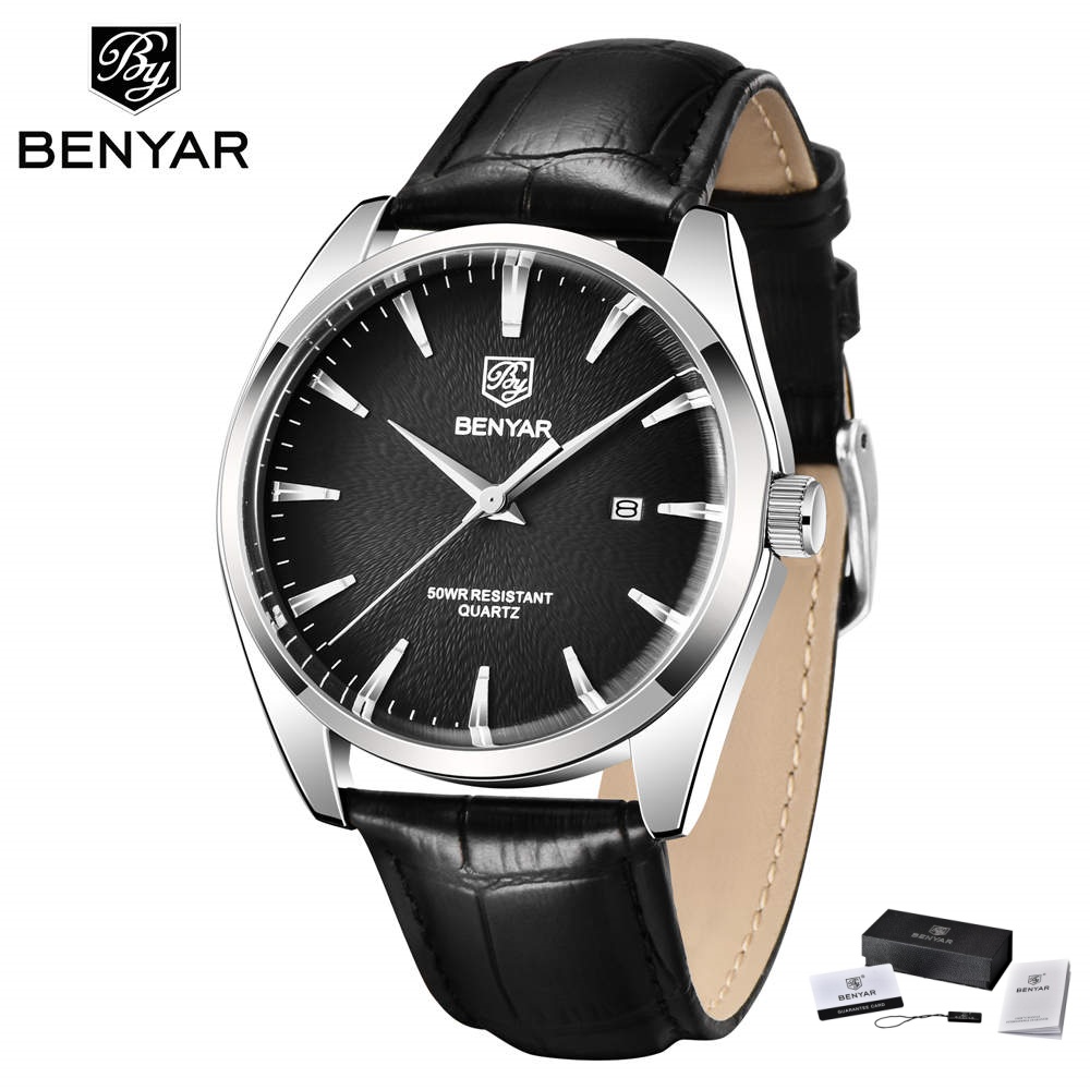 Smartwatch Watches For Men Brands - ベニヤール 5163 トップブランド 高級ミリタリー腕時計 レザー クォーツ