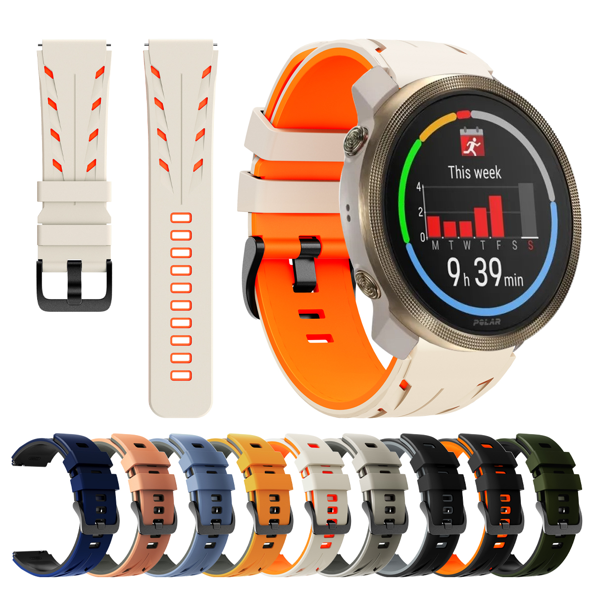 Titan Watches Smartwatch - 22 ミリメートルシリコンストラップ POLAR VANTAGE M3 スマートウォッチバンド
