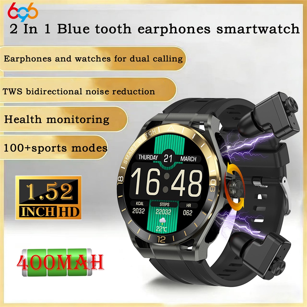 Smartwatch Noise Watches - 1.52インチスマートウォッチ 2in1 Bluetooth通話イヤホン TWSノイズキャンセリングヘッドホン 心拍数健康スポーツ天気スマートウォッチ