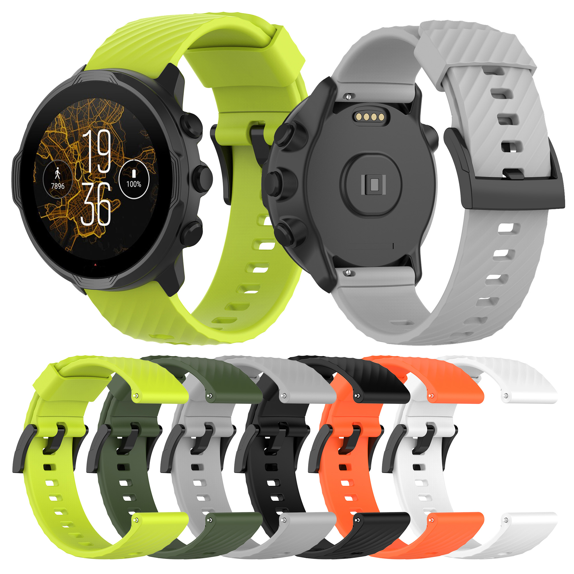Fossil Watches Smartwatch Hybrid - Suunto-スマートスポーツウォッチ用ソフトシリコンストラップ,男性用ハイブリッドスポーツウォッチ