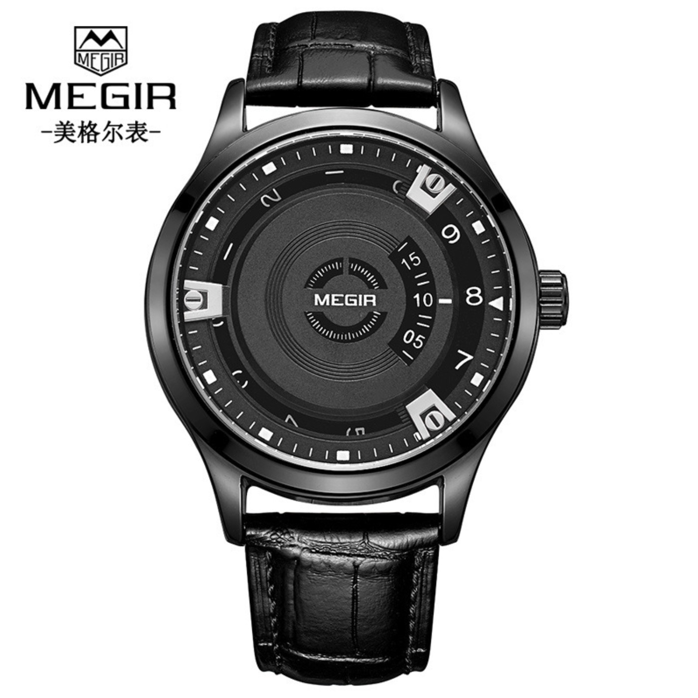 Leather Watch Strap - MEGIR 男性腕時計高級レザーストラップスポーツミリタリーウォッチ男性時計防水カジュアルクォーツ腕時計リロイ Hombre 1067