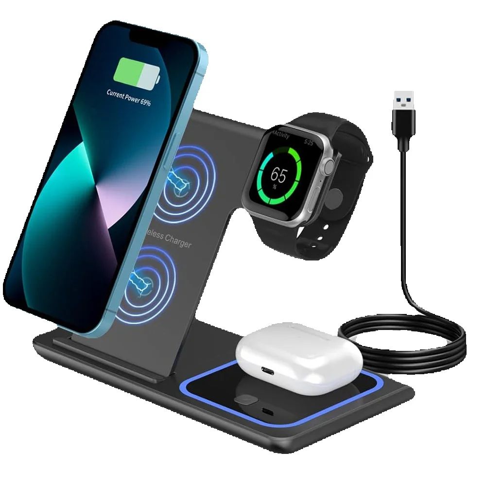 Watch 7 Smartwatch Iphone - 15W 3in1 LED高速ワイヤレス充電スタンド 折りたたみ式充電ステーション iPhone17-11 Apple
