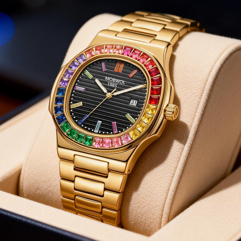Smartwatch Watches Birthday Gift For Men - MOBWOL ファッションビジネスメンズ腕時計防水ホワイトダイヤルカレンダークォーツステンレス鋼腕時計フィット男性の誕生日ギフト