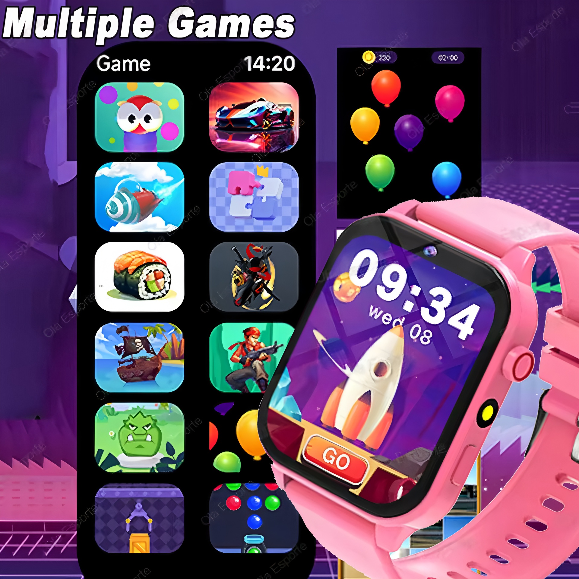Smartwatch Watches For Kid Girl - 100種類以上のゲーム搭載 スマートウォッチ 子供用 HD画面 照明 音楽