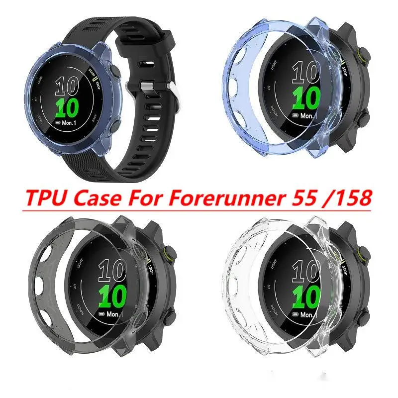 Smartwatch English - TPU 保護ケースカバーガーミンフォアランナー 55 /158 スマートウォッチストラップクリアソフトシリコンバンパープロテクターシェル Accessoies