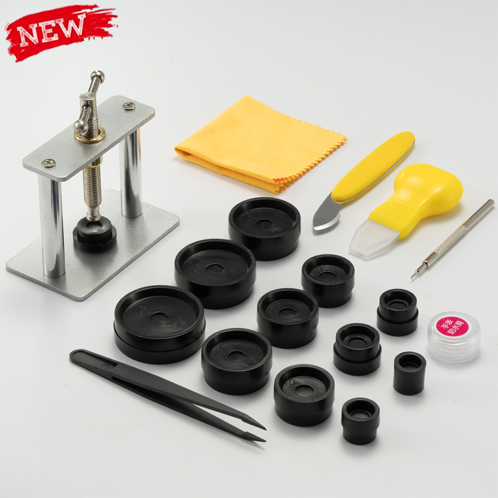 Crystal Press Tool - プロ用時計プレスセット、時計ケース閉鎖ツール＆フィッティングダイ、時計修理ツールダイキット（時計職人用、12個の金型付き）