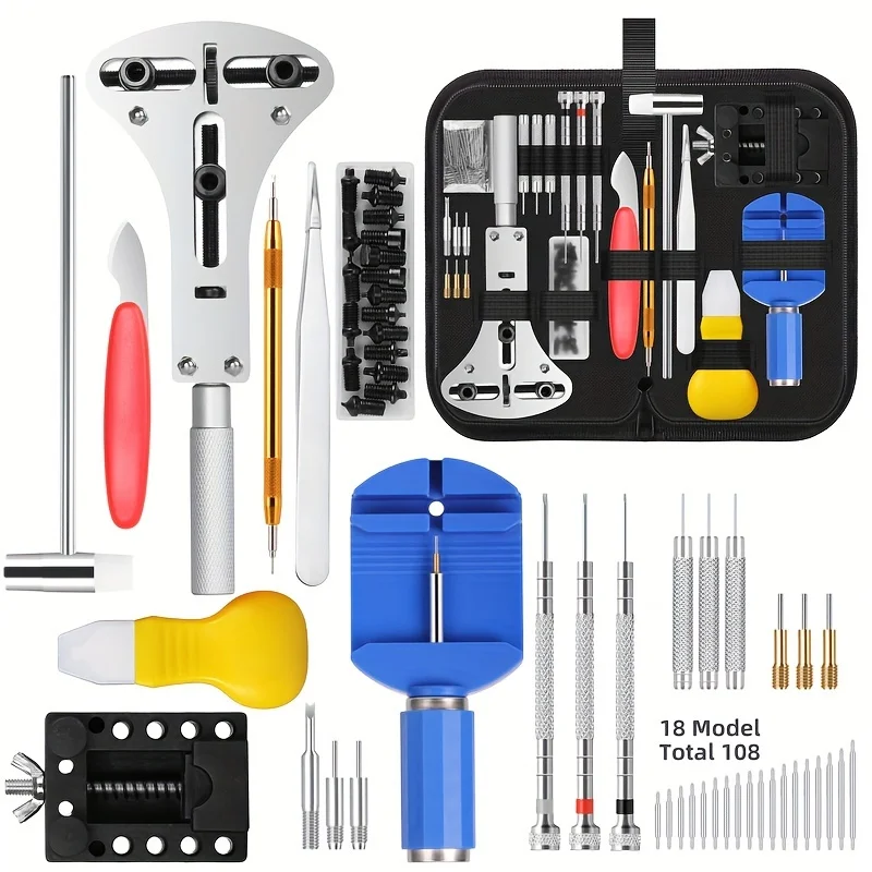 Crystal Press Tool - 147 ピース/セット時計屋時計修理修復ツールキット、ケースリムーバーオープナーバーセット、便利なブランド時計ツール