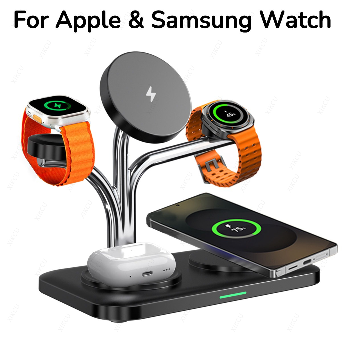 Smartwatch Phone Watches - 5 in 1 磁気ワイヤレス充電器、デュアルフォンとウォッチの急速充電、iPhone 17～12、Samsung、Apple/Galaxy Watch、AirPods