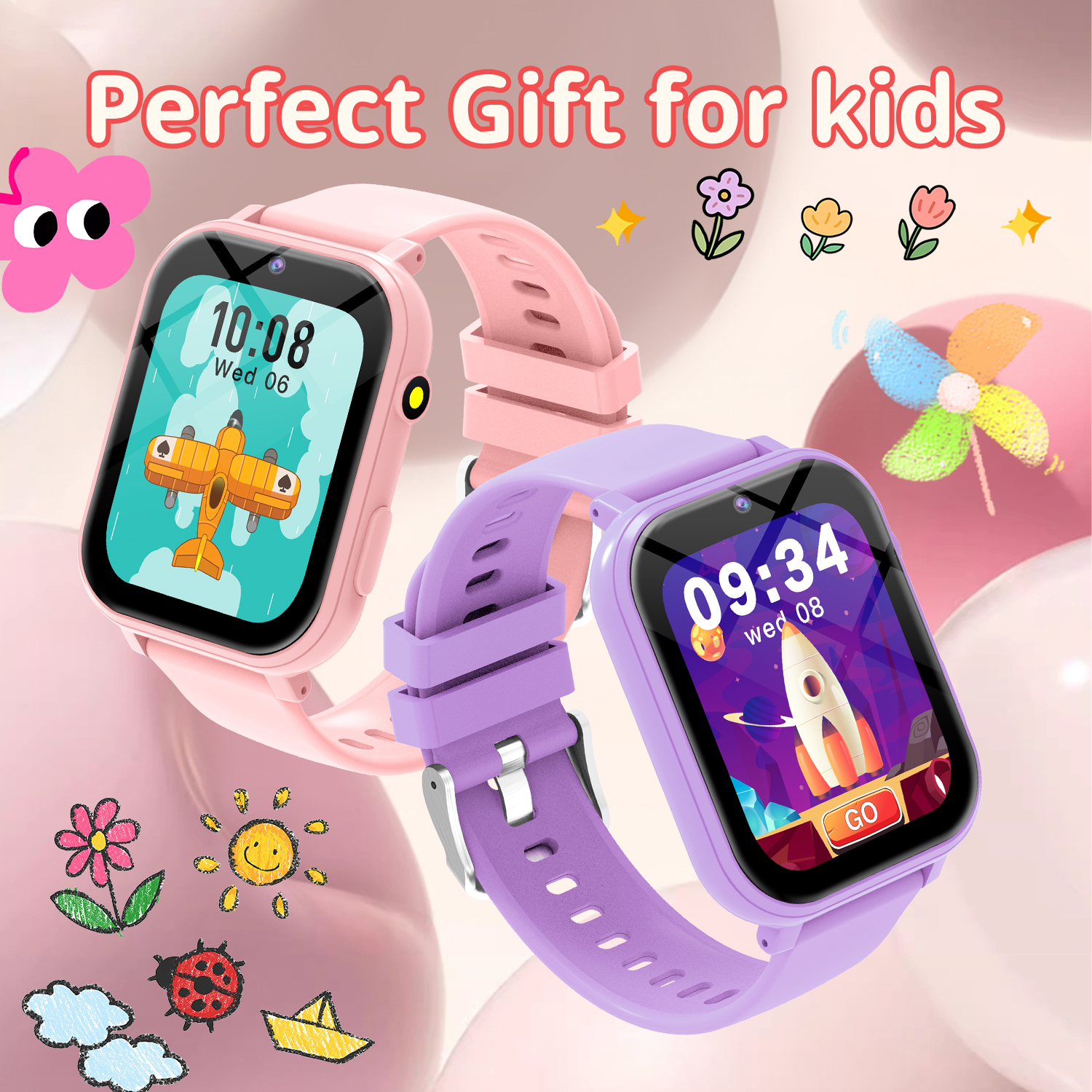 キッズスマートウォッチゲームカメラ懐中電灯睡眠モニタリング大 - Smartwatch Watches For Kid Girl のレビューと価格