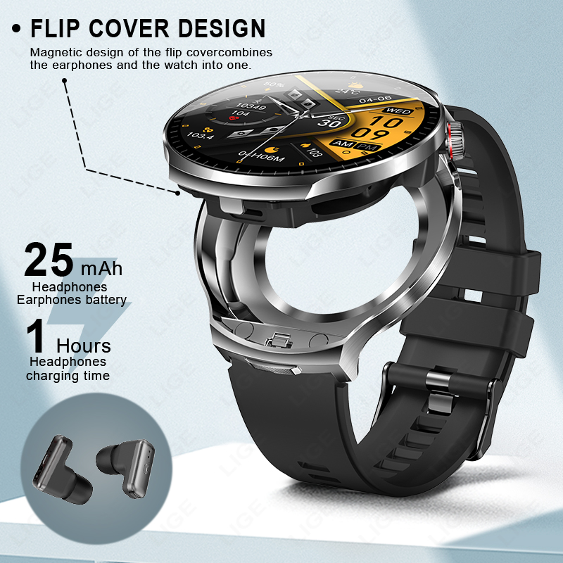 LIGE メンズスマートウォッチ BT通話 ワイヤレスイヤホ - Smartwatch Noise Watches のレビューと価格