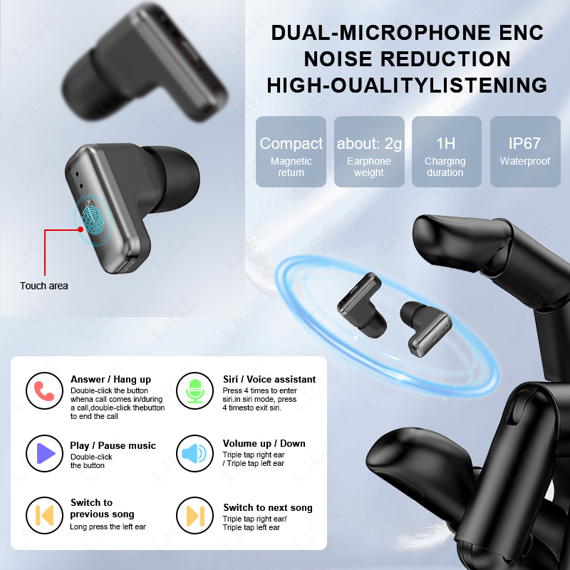 LIGE メンズスマートウォッチ BT通話 ワイヤレスイヤホ - Smartwatch Noise Watches のレビューと価格