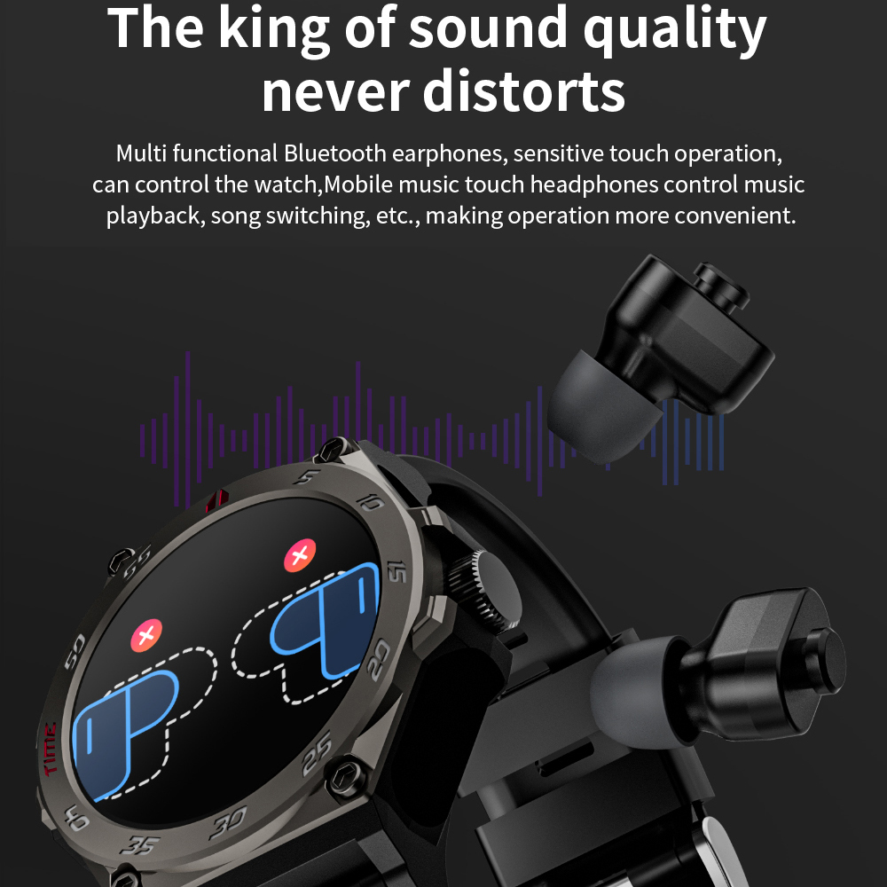 1.53インチ メンズ 2 in 1 TWSノイズリダクショ - Smartwatch Noise Watches のレビューと価格