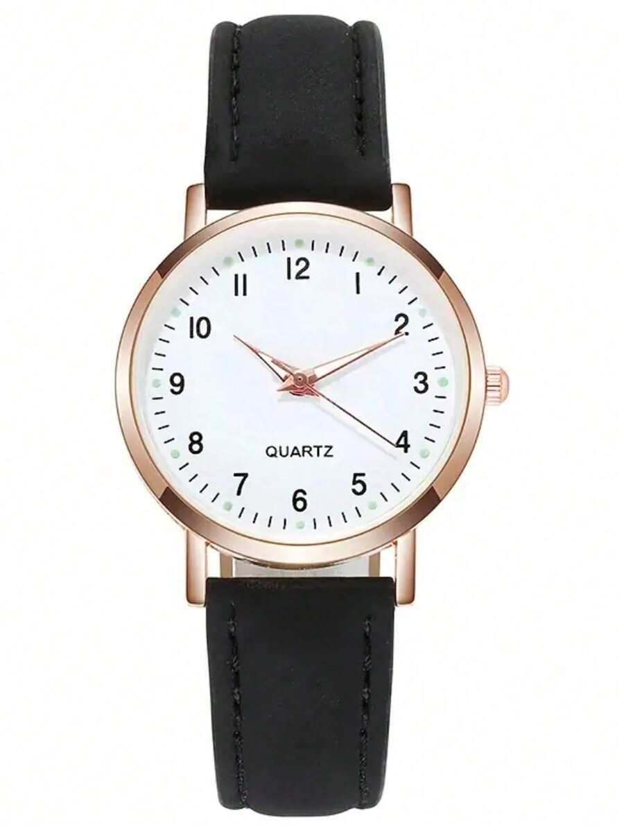 3個の女性用クォーツ時計、クラシックなラウンドダイヤルデザイ - Leather Watch Strap のレビューと価格