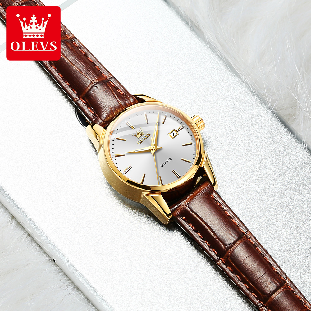 OLEVS腕時計 6898 レディース腕時計 オリジナル エ - Leather Watch Strap のレビューと価格