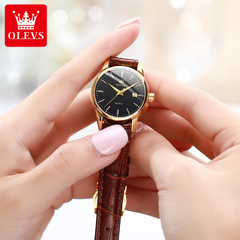 OLEVS腕時計 6898 レディース腕時計 オリジナル エ - Leather Watch Strap のレビューと価格
