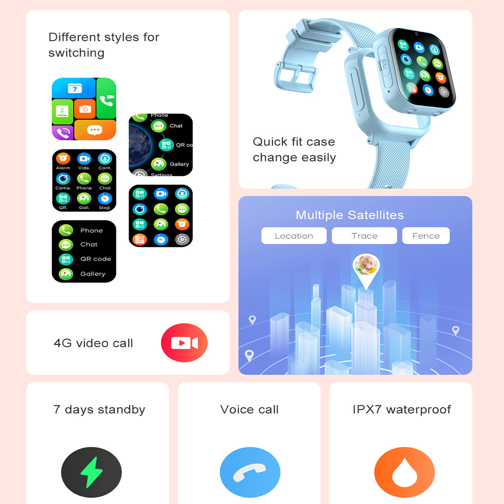 スマートウォッチ キッズ 4G GPS WIFI ビデオ通話 - Smartwatch Watches For Kid Girl のレビューと価格