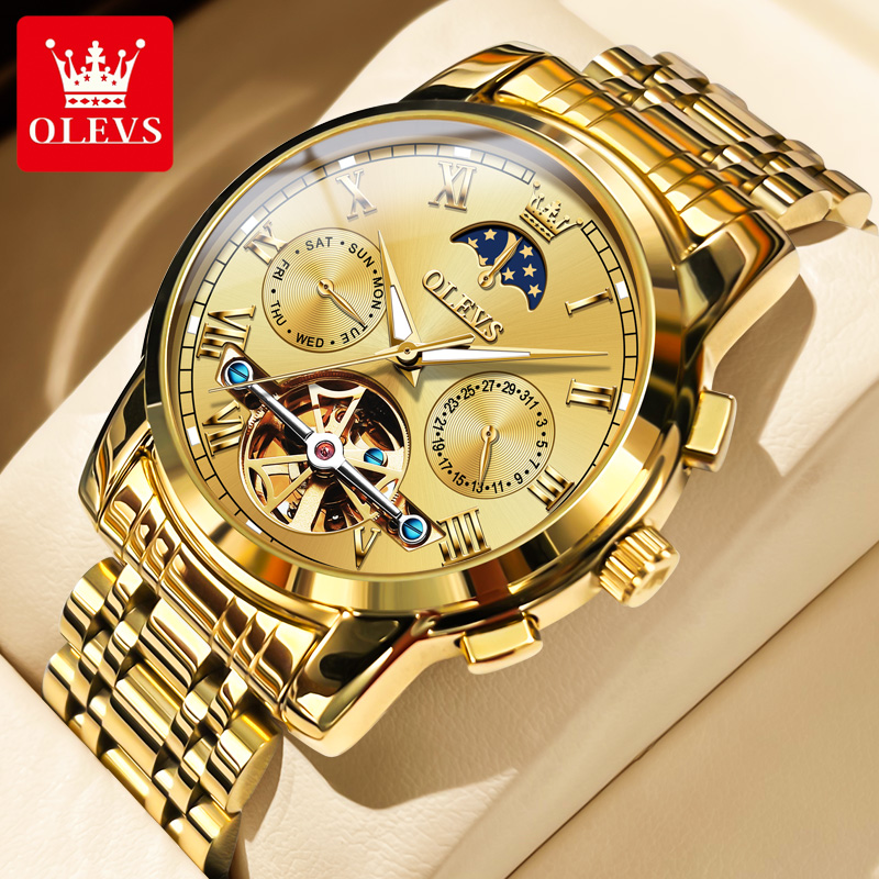 OLEVS 6617 メンズ クラシック 機械式腕時計 防水 - Leather Watch Strap のレビューと価格