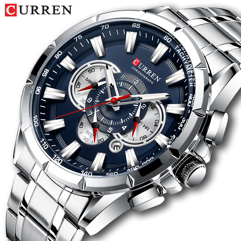 カレン-男性用腕時計,防水,ミリタリー,ステンレススチール, - Smartwatch Watches For Men Brands のレビューと価格