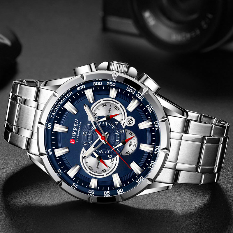 カレン-男性用腕時計,防水,ミリタリー,ステンレススチール, - Smartwatch Watches For Men Brands のレビューと価格