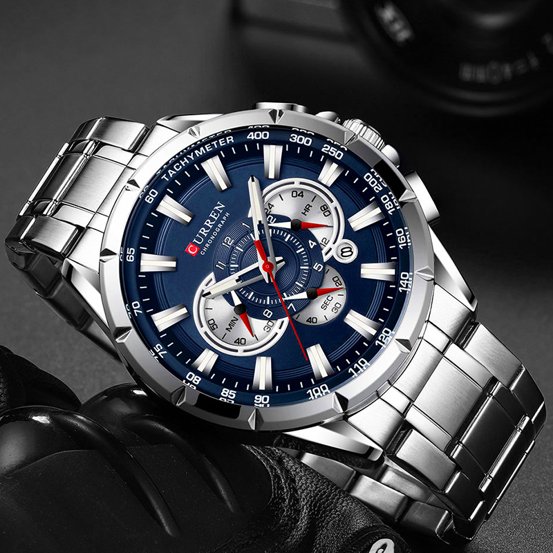 カレン-男性用腕時計,防水,ミリタリー,ステンレススチール, - Smartwatch Watches For Men Brands のレビューと価格