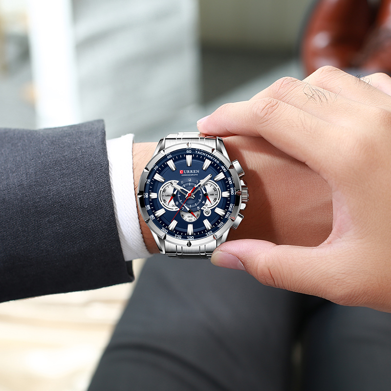 カレン-男性用腕時計,防水,ミリタリー,ステンレススチール, - Smartwatch Watches For Men Brands のレビューと価格