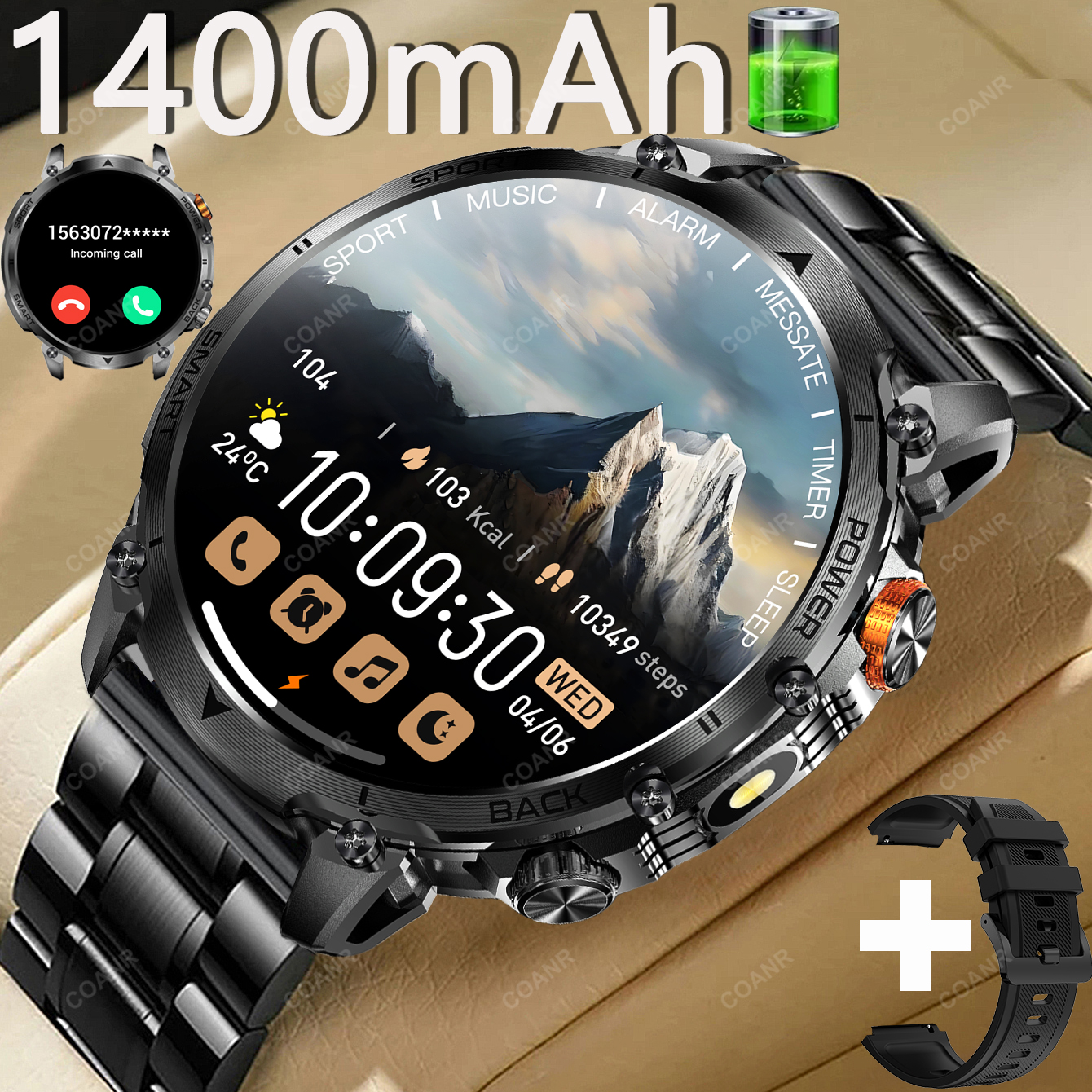 新しい軍事メンズアウトドアスポーツスマートウォッチ 1400 - Smartwatch Watches For Men Digital のレビューと価格