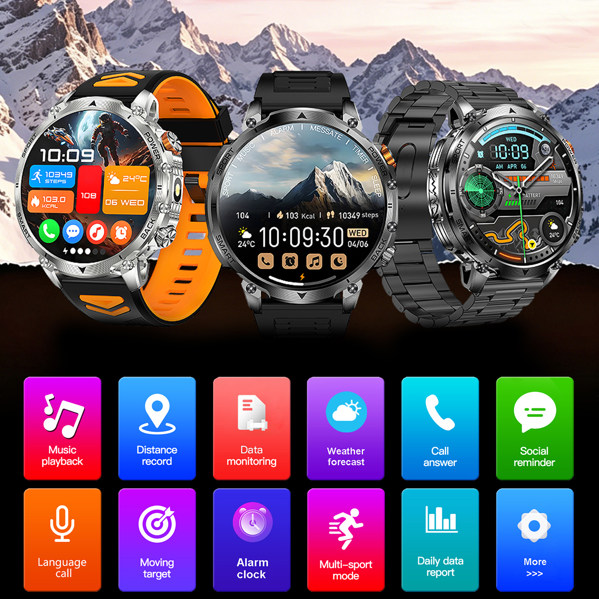 新しい軍事メンズアウトドアスポーツスマートウォッチ 1400 - Smartwatch Watches For Men Digital のレビューと価格