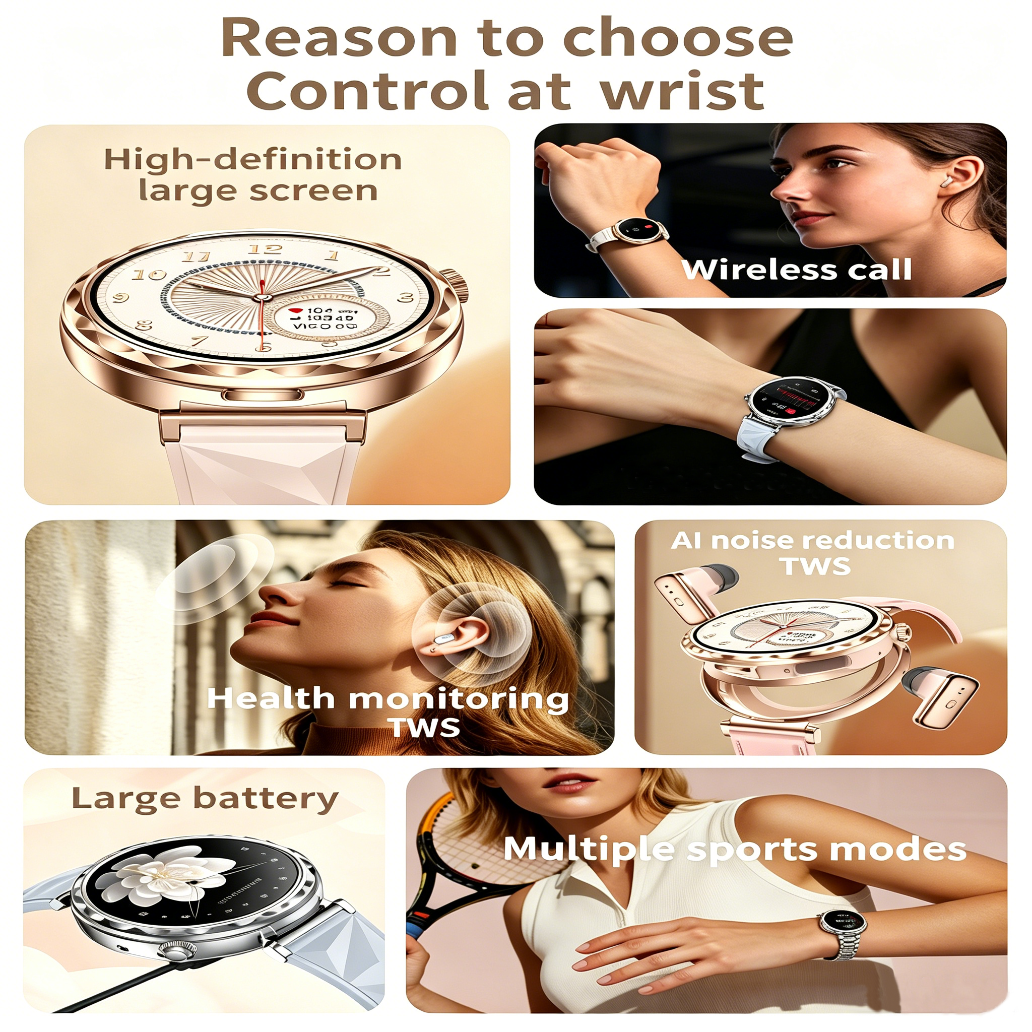 2in1 TWSヘッドセット搭載スマートウォッチ 1.43イ - Smartwatch Noise Watches のレビューと価格