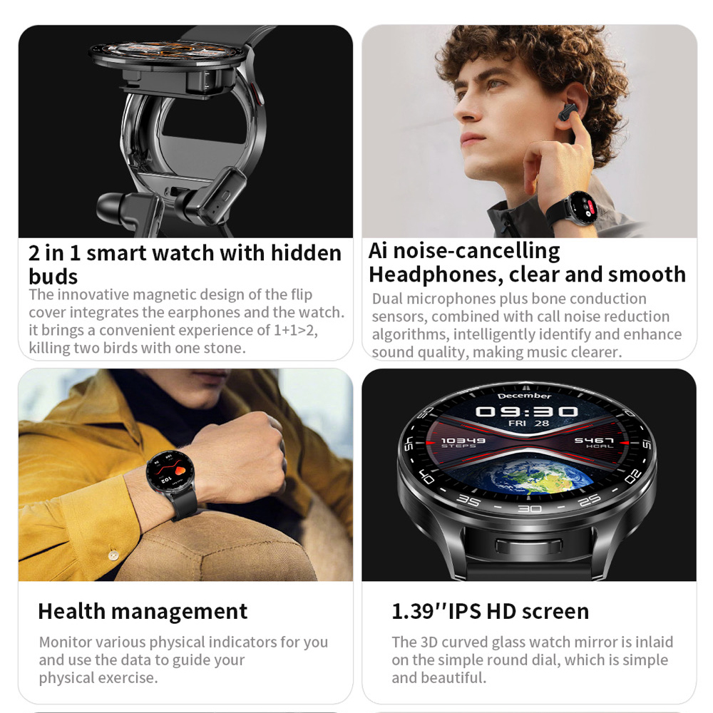 男性と女性のためのtwsスマートヘッドセットウォッチ、スポー - Smartwatch Noise Watches のレビューと価格