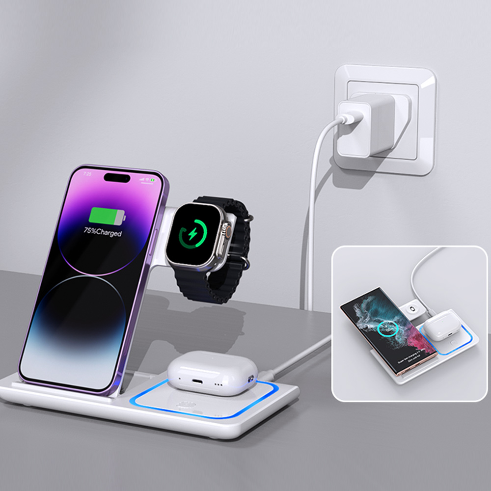 LED 3 in 1 ワイヤレス充電ステーション iPhon - Watch 7 Smartwatch Iphone のレビューと価格