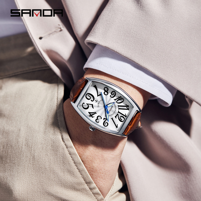 SANDA 新しいクォーツメンズ腕時計カジュアルファッション - Leather Watch Strap のレビューと価格