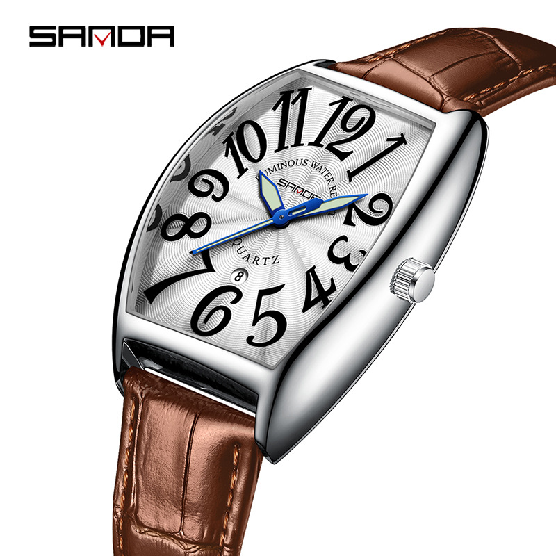 SANDA 新しいクォーツメンズ腕時計カジュアルファッション - Leather Watch Strap のレビューと価格