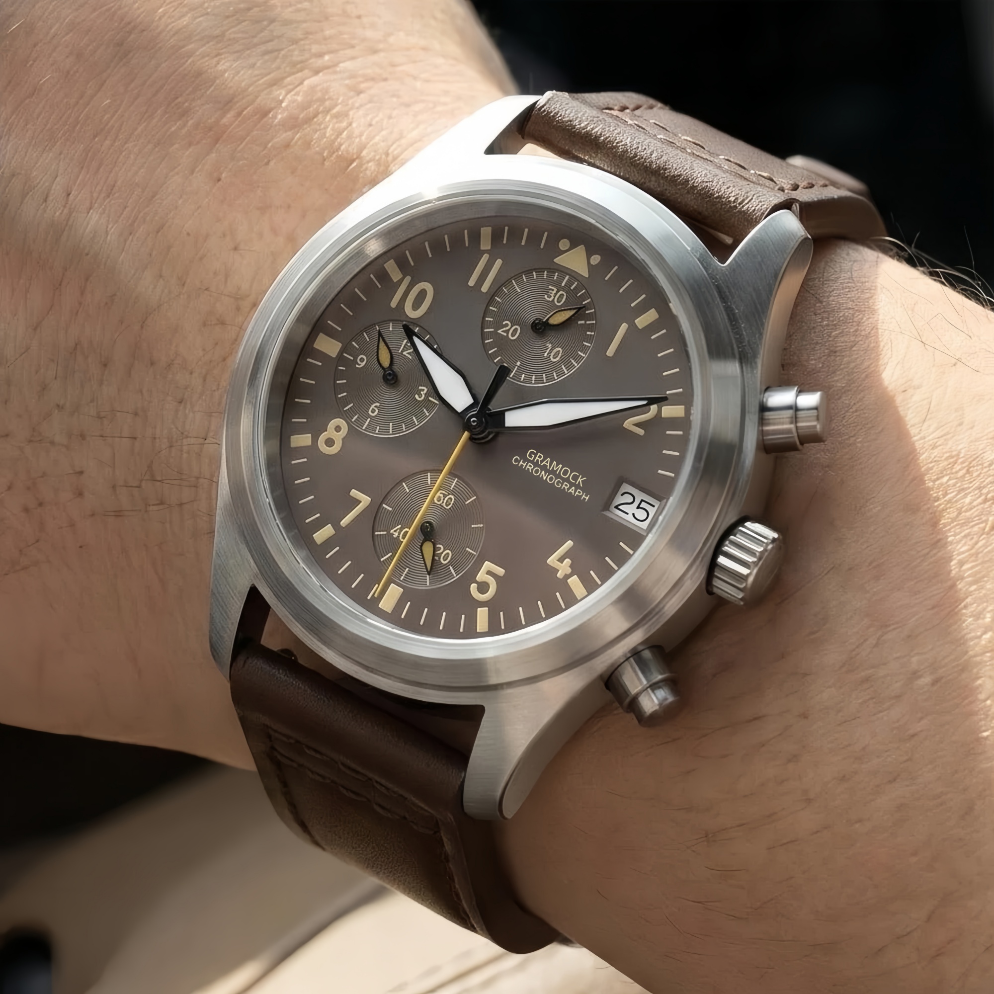 メンズ 38mm スチール ダイブ ヴィンテージ パイロット - Leather Watch Strap のレビューと価格