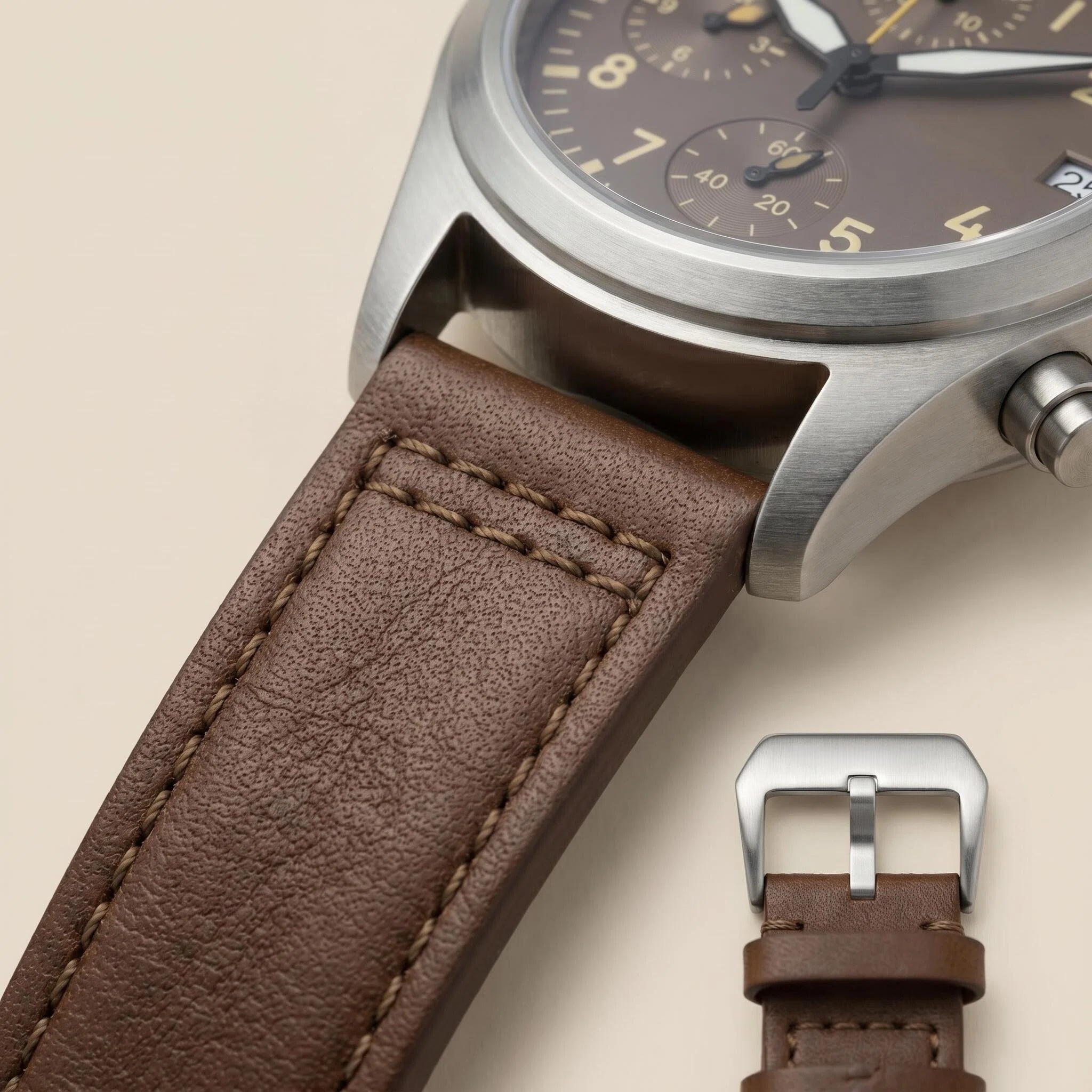 メンズ 38mm スチール ダイブ ヴィンテージ パイロット - Leather Watch Strap のレビューと価格