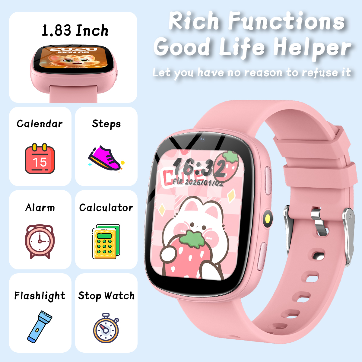 新しいスマートウォッチ子供用タッチスクリーンカメラコントロー - Smartwatch Watches For Kid Girl のレビューと価格
