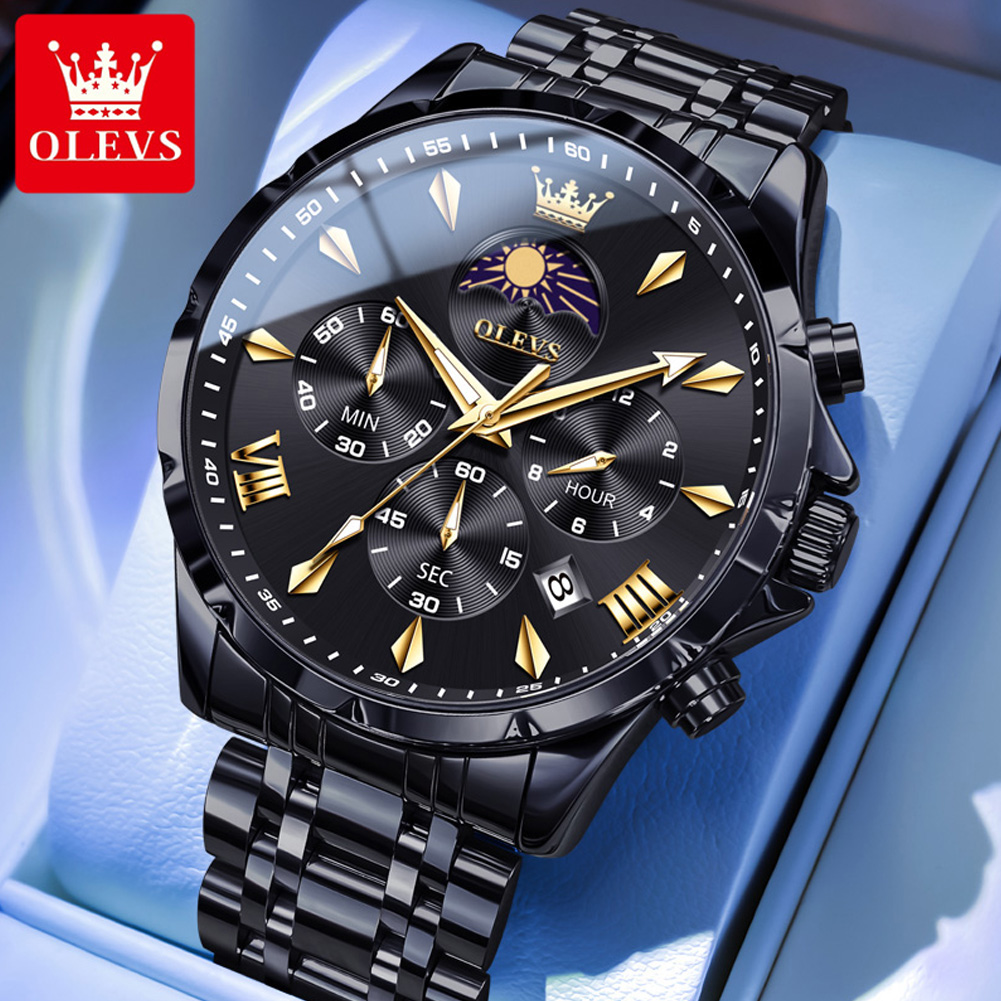 OLEVS 3653 ブランドムーンフェイズカレンダーメンズ - Smartwatch Watches For Men Brands のレビューと価格